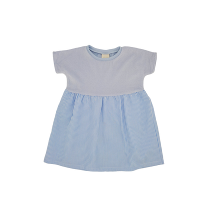 robe enfant éponge bleue upcycling coupe oversize confortable pratique vêtement enfant écoresponsable made in france
