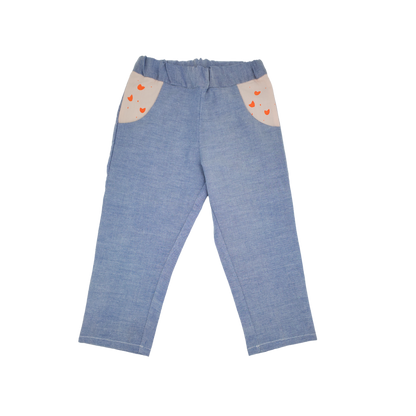 pantalon mixte à poches motif fluo sérigraphie coupe confortable pratique vêtement enfant upcycling écoresponsable made in france